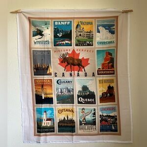 Canada Provinces and landmarks quilting material. 
37” x 44” approx.